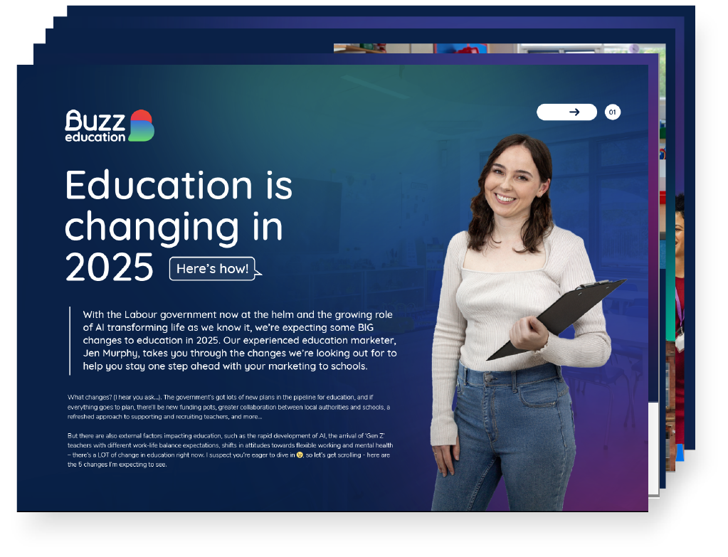 Marketing to schools resource titled 'Education is changing in 2025'. 